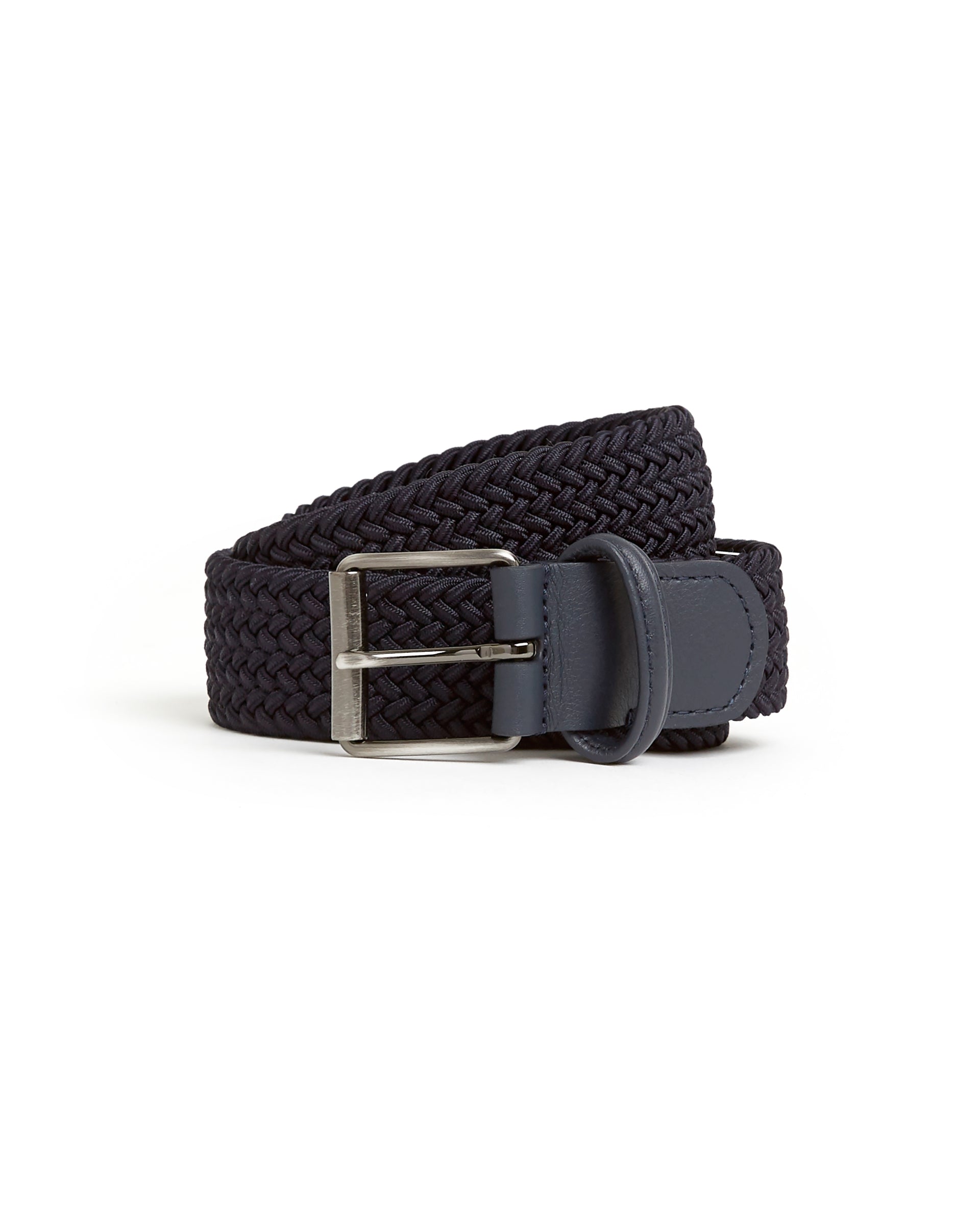 Anderson’s Narrow Plaited Belt: Navy