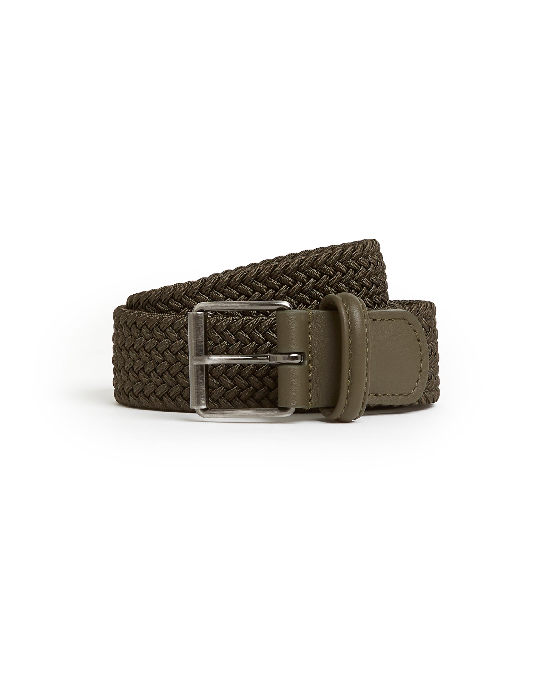 Anderson’s Narrow Plaited Belt: Olive