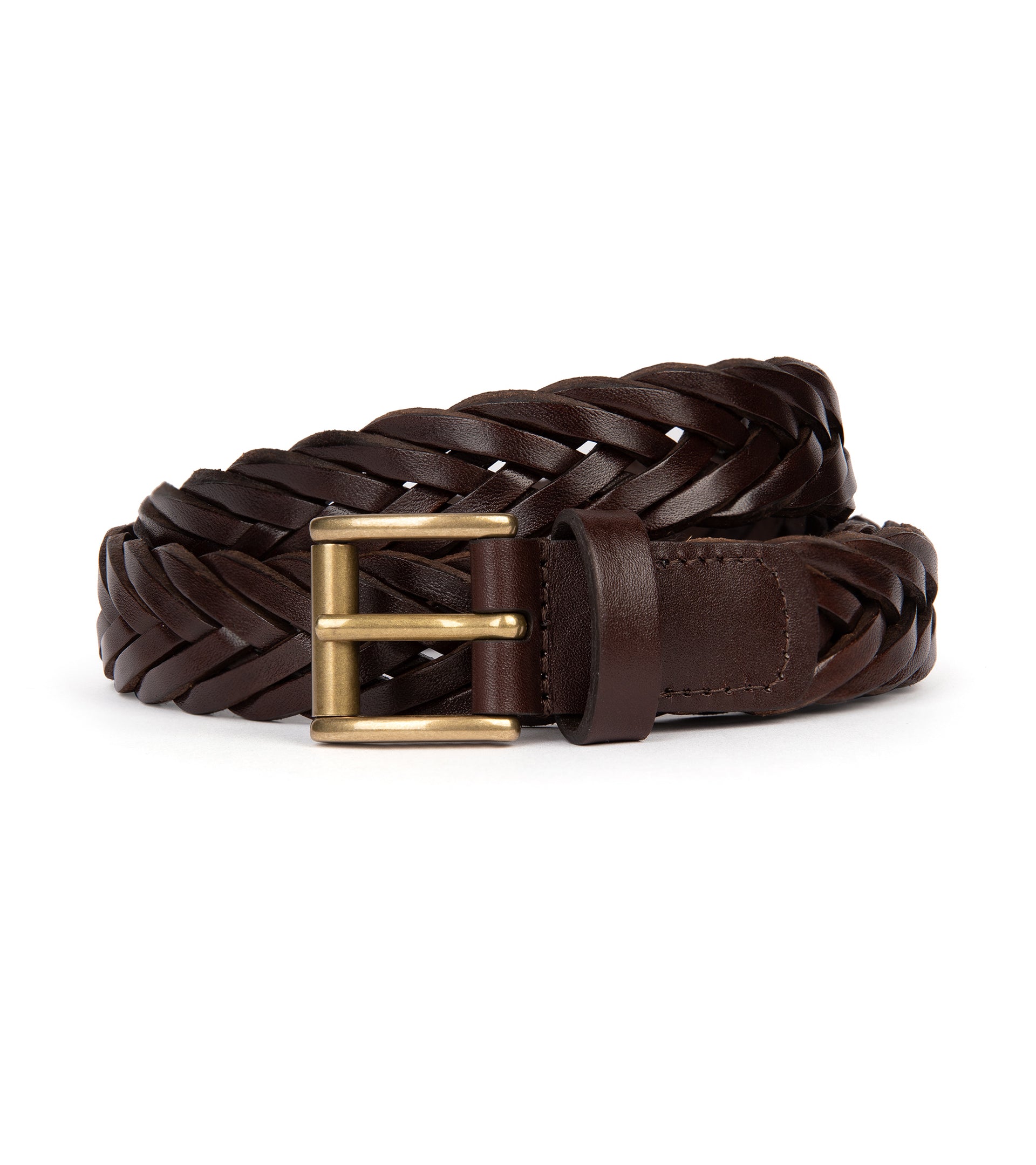 Anderson’s Braided Leather Belt: Dark Brown