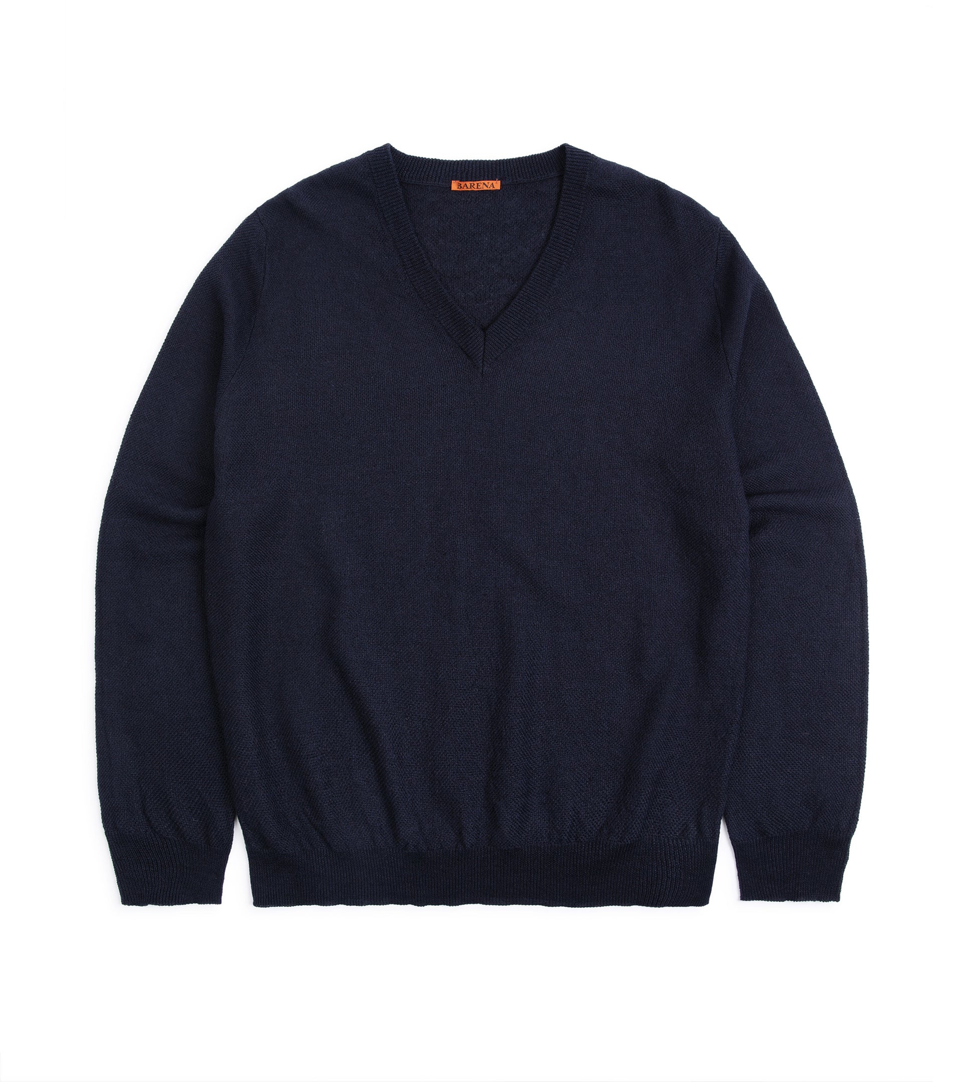 Barena Vignal Slissa Cotton Linen V-Neck Sweater: Navy