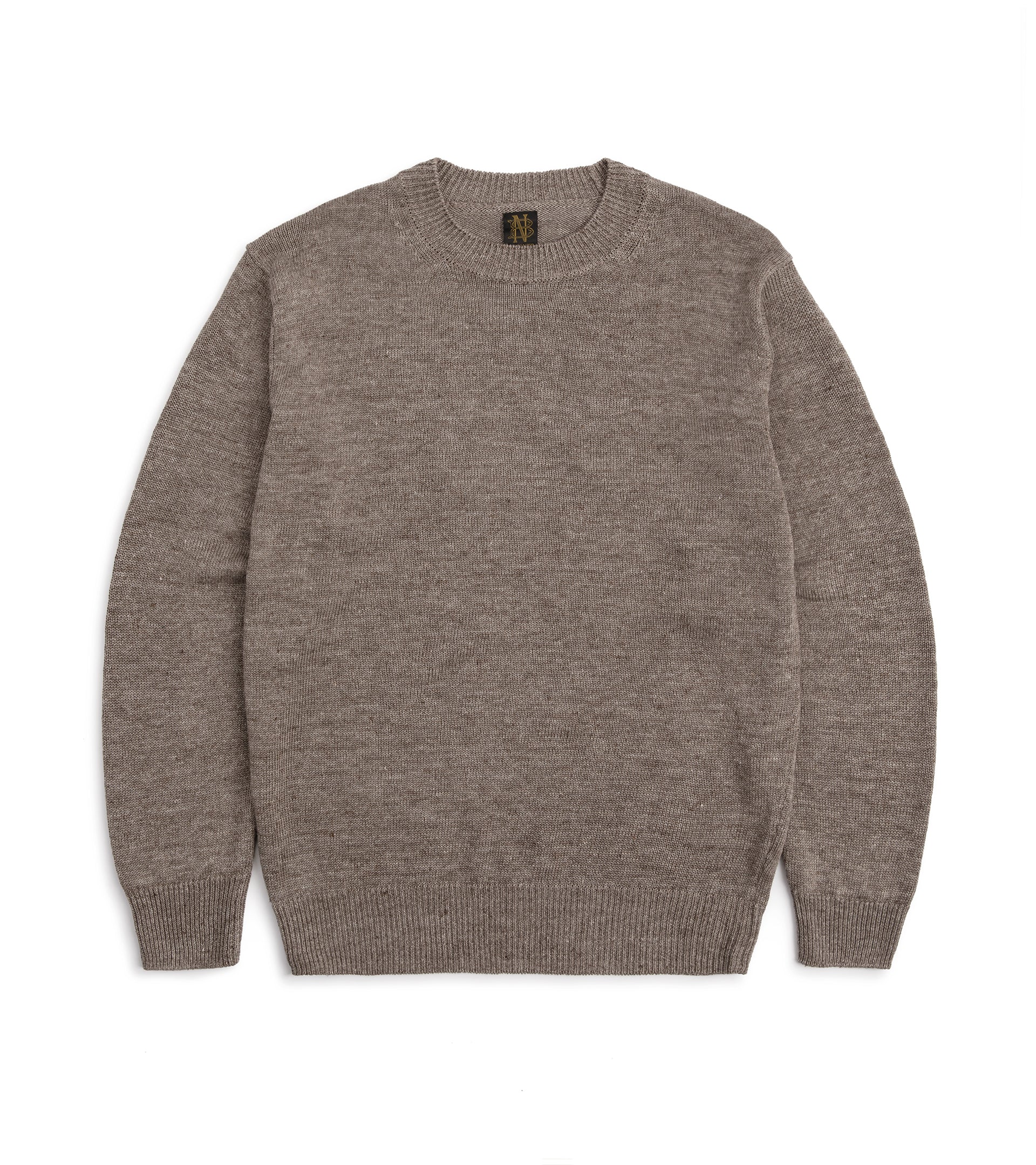 Batoner Washed Linen Crew Neck Sweater: Brown