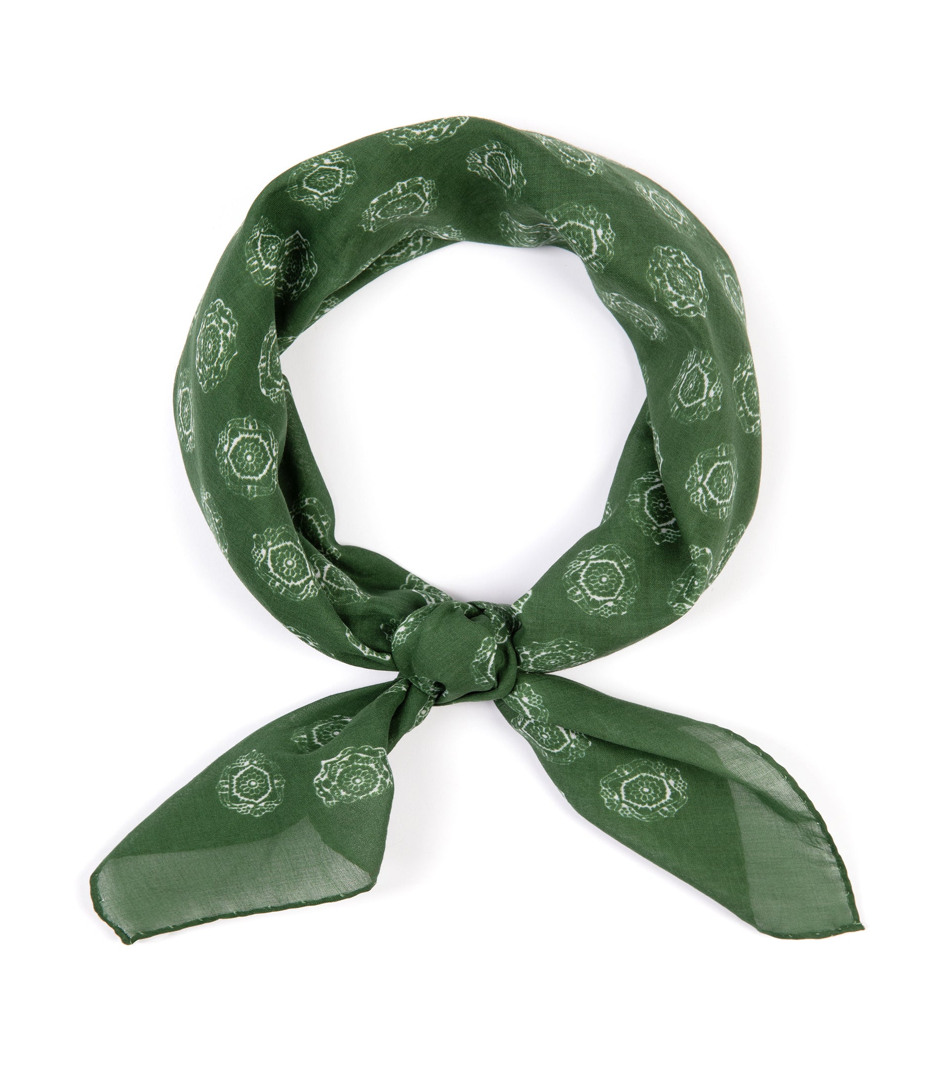 Bigi Cotton Medallion Print Bandana: Green