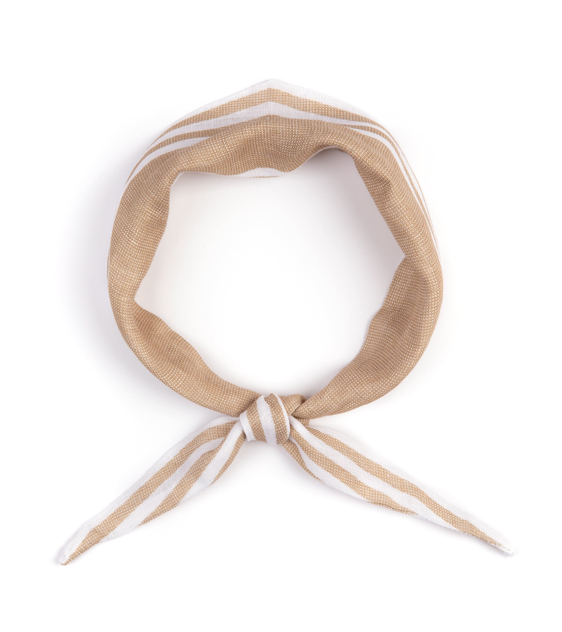 Bigi Linen Border Stripe Triangle Scarf: Beige