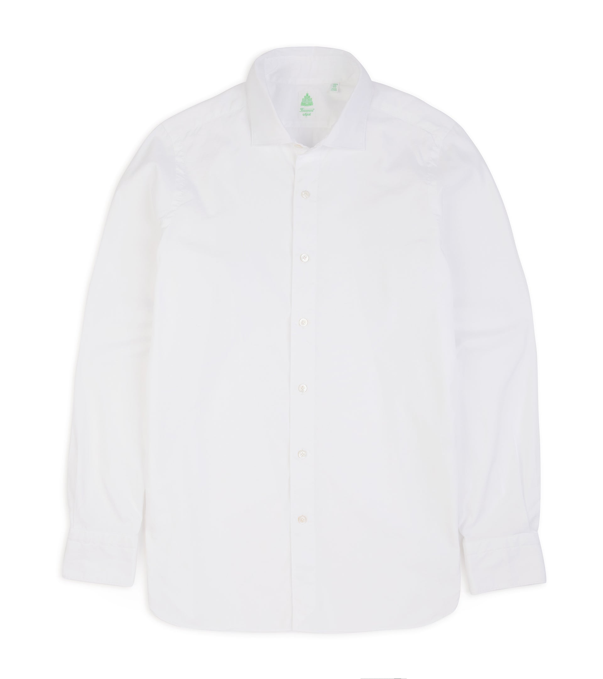 Finamore Gaeta Classic Cotton Luigi Sport Shirt: Fine Oxford White