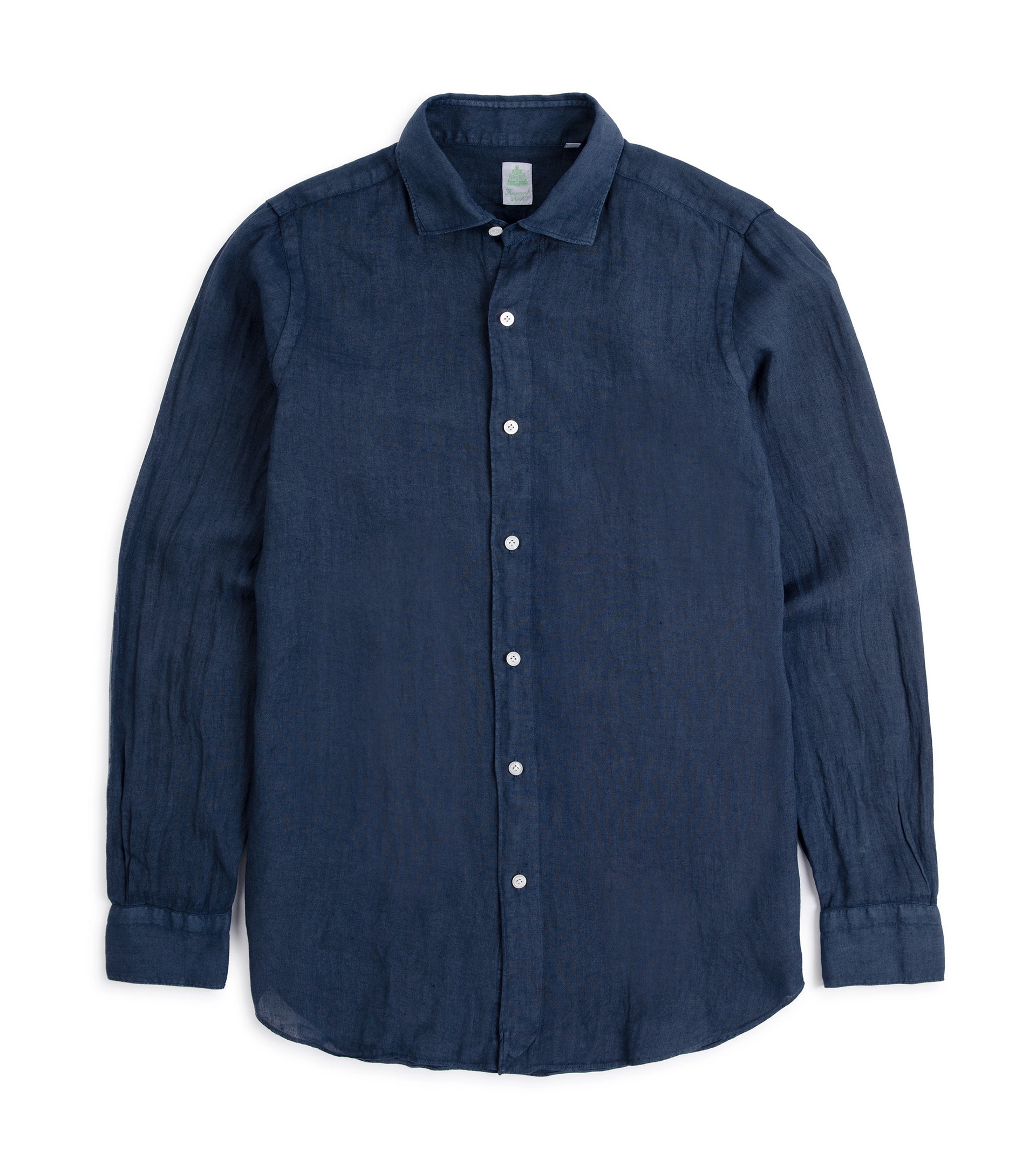 Finamore Gaeta Linen Luigi Sport Shirt: Navy