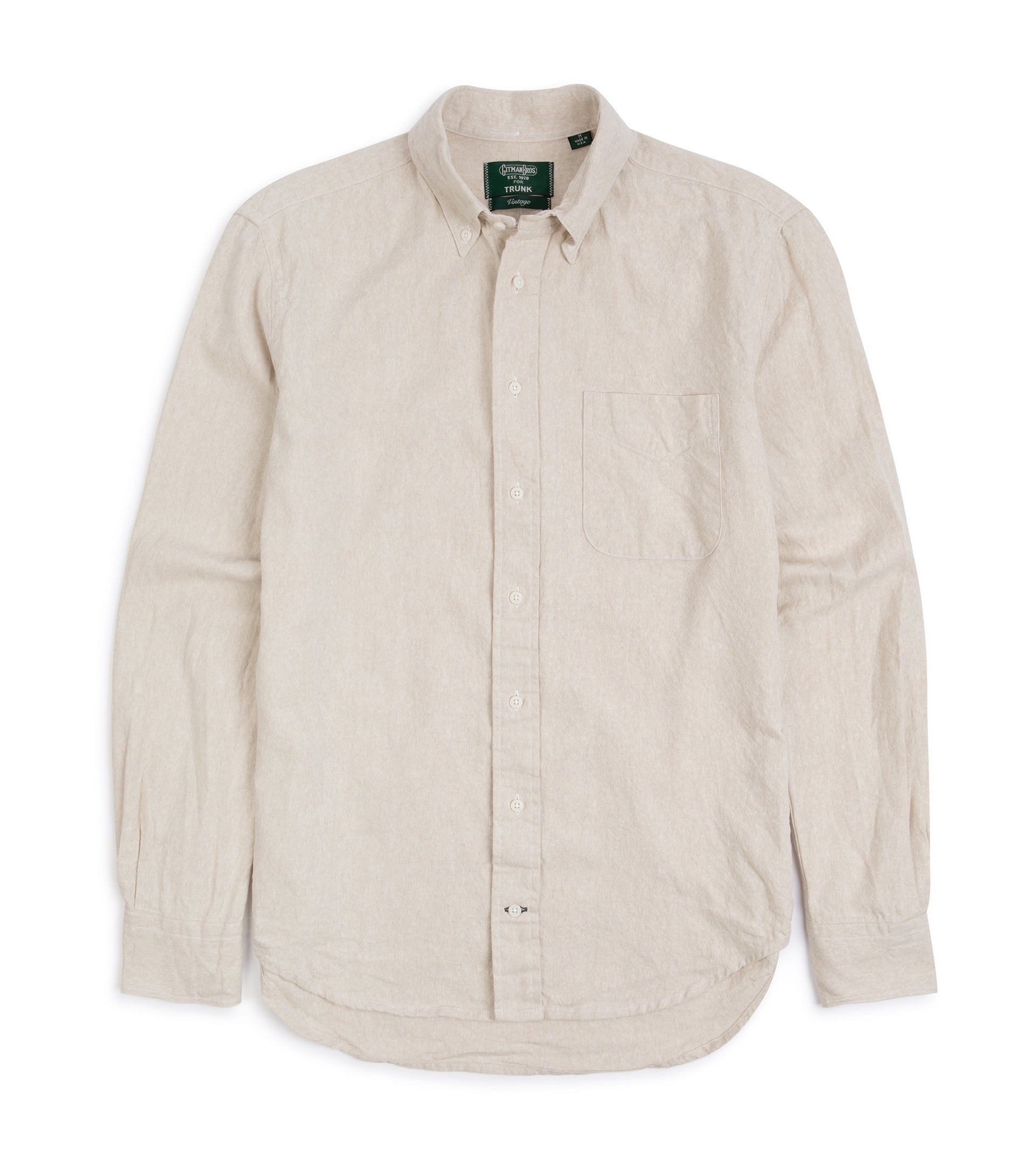 Gitman Vintage Cotton Linen Broadcloth Button Down Shirt: Oyster