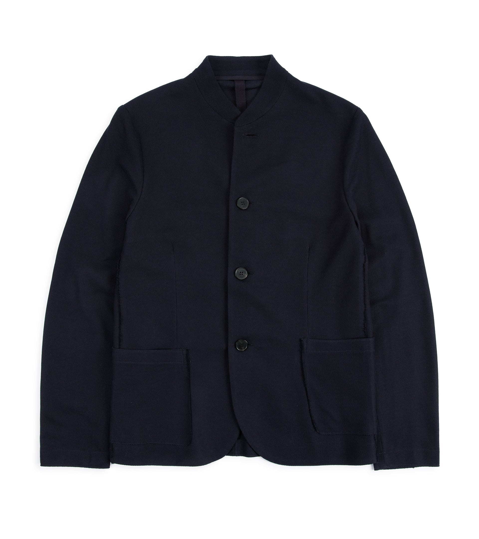 Harris Wharf Loro Piana Honeycomb Cotton Nehru Jacket: Navy