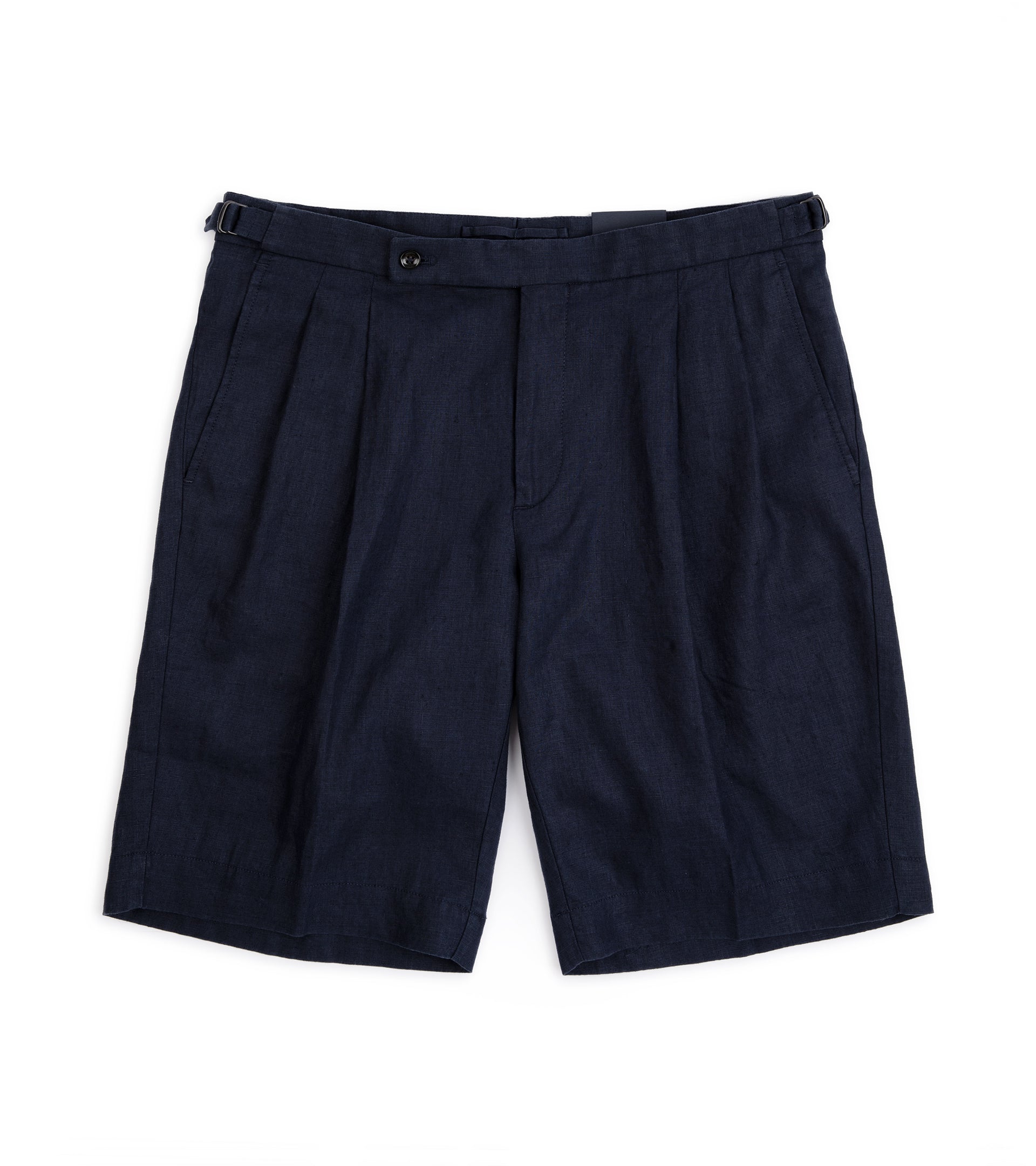 Incotex Linen Pleated Shorts: Navy