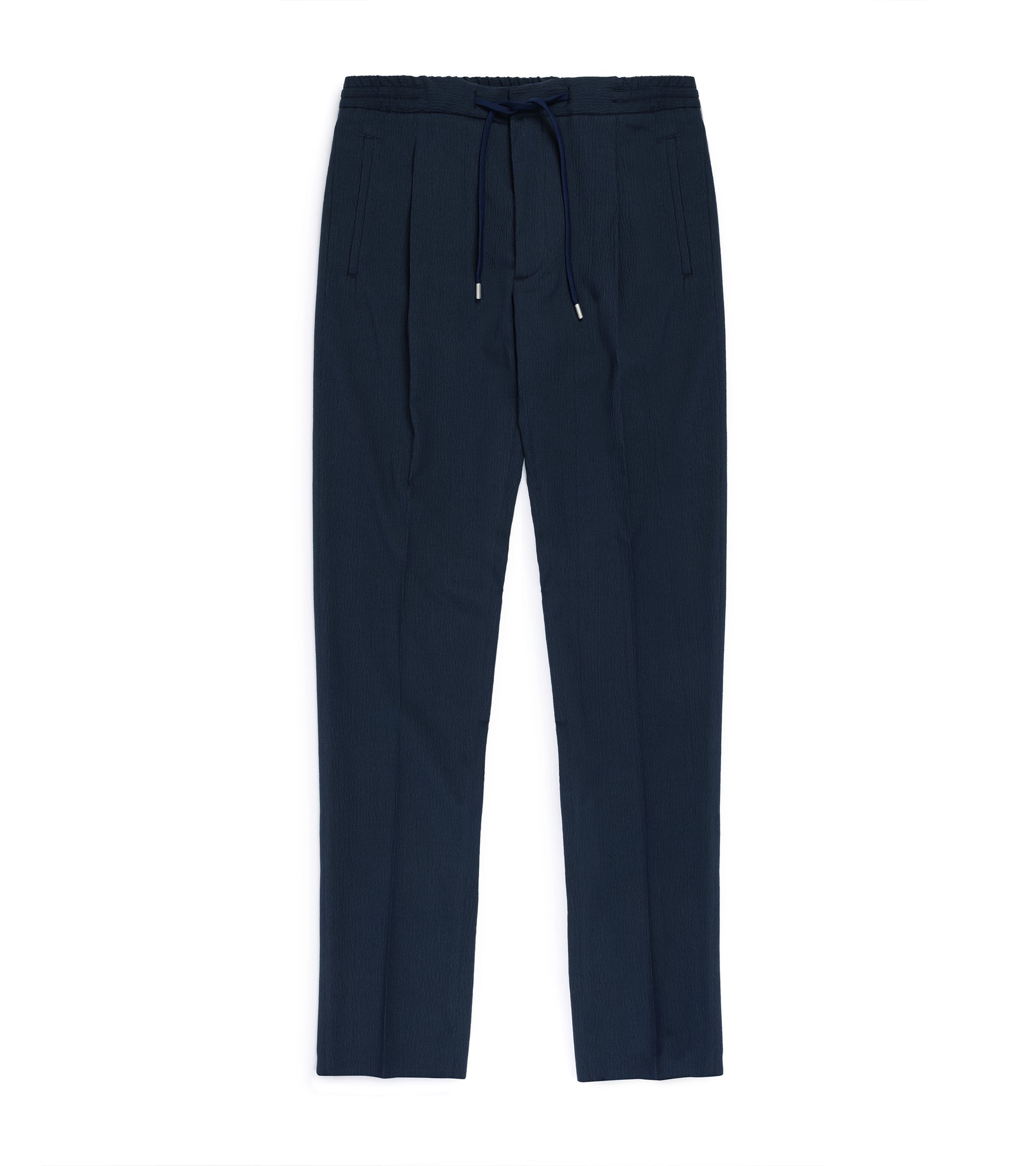 Lardini Cotton Seersucker Suit Trousers: Navy