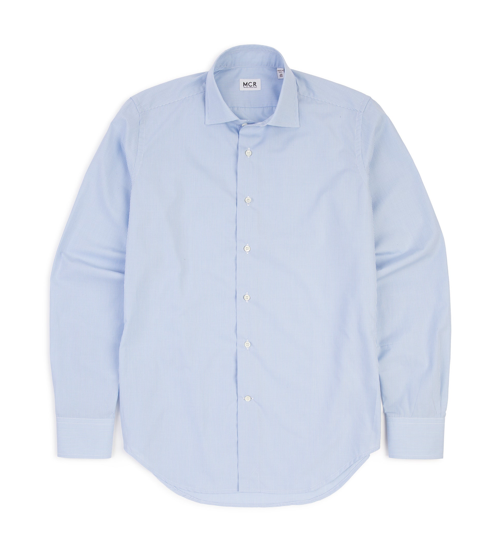 MCR Slim Poplin Mini Gingham Shirt: Light Blue