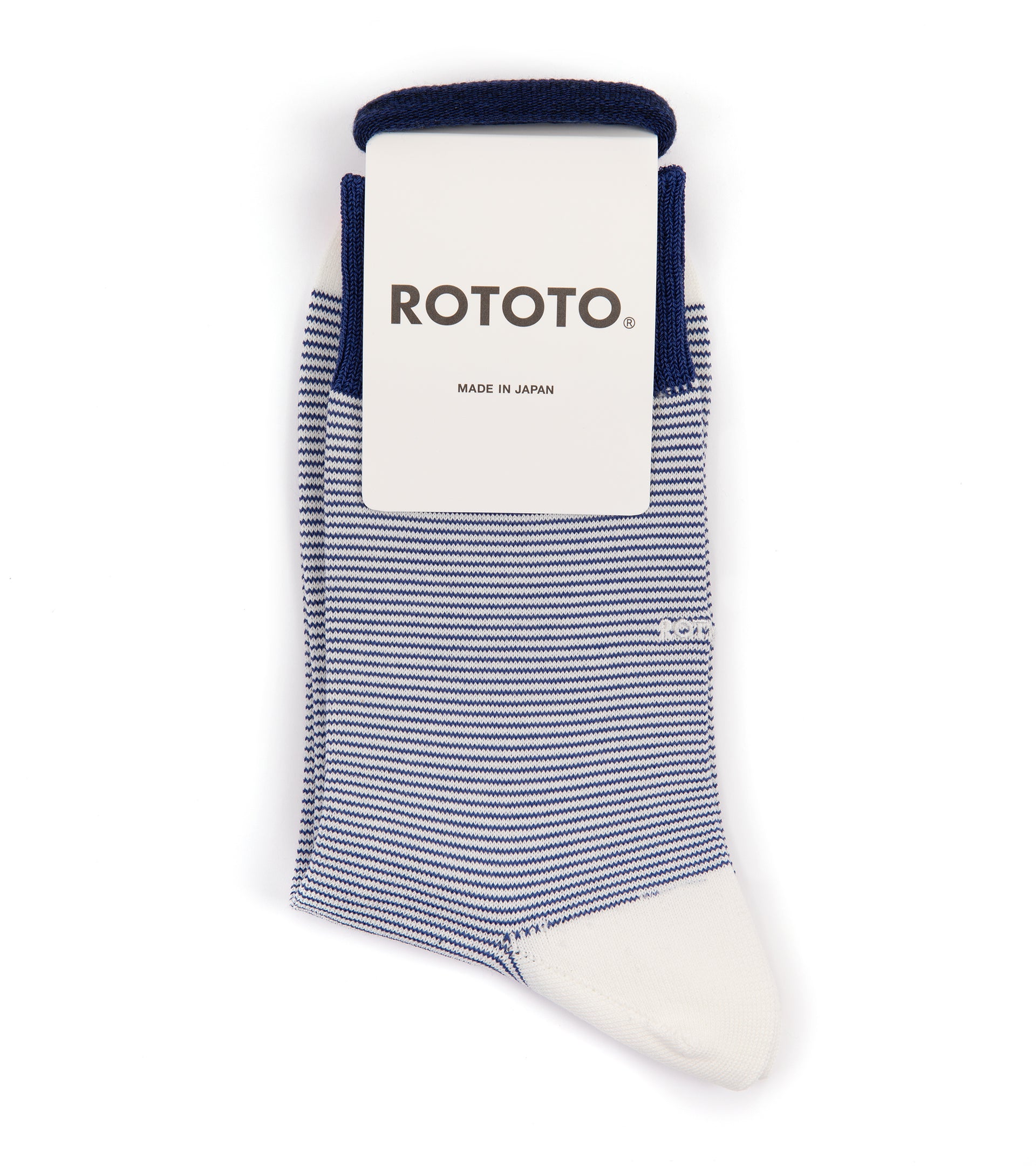 RoToTo Fine Stripe Mini Crew Socks: Dark Blue