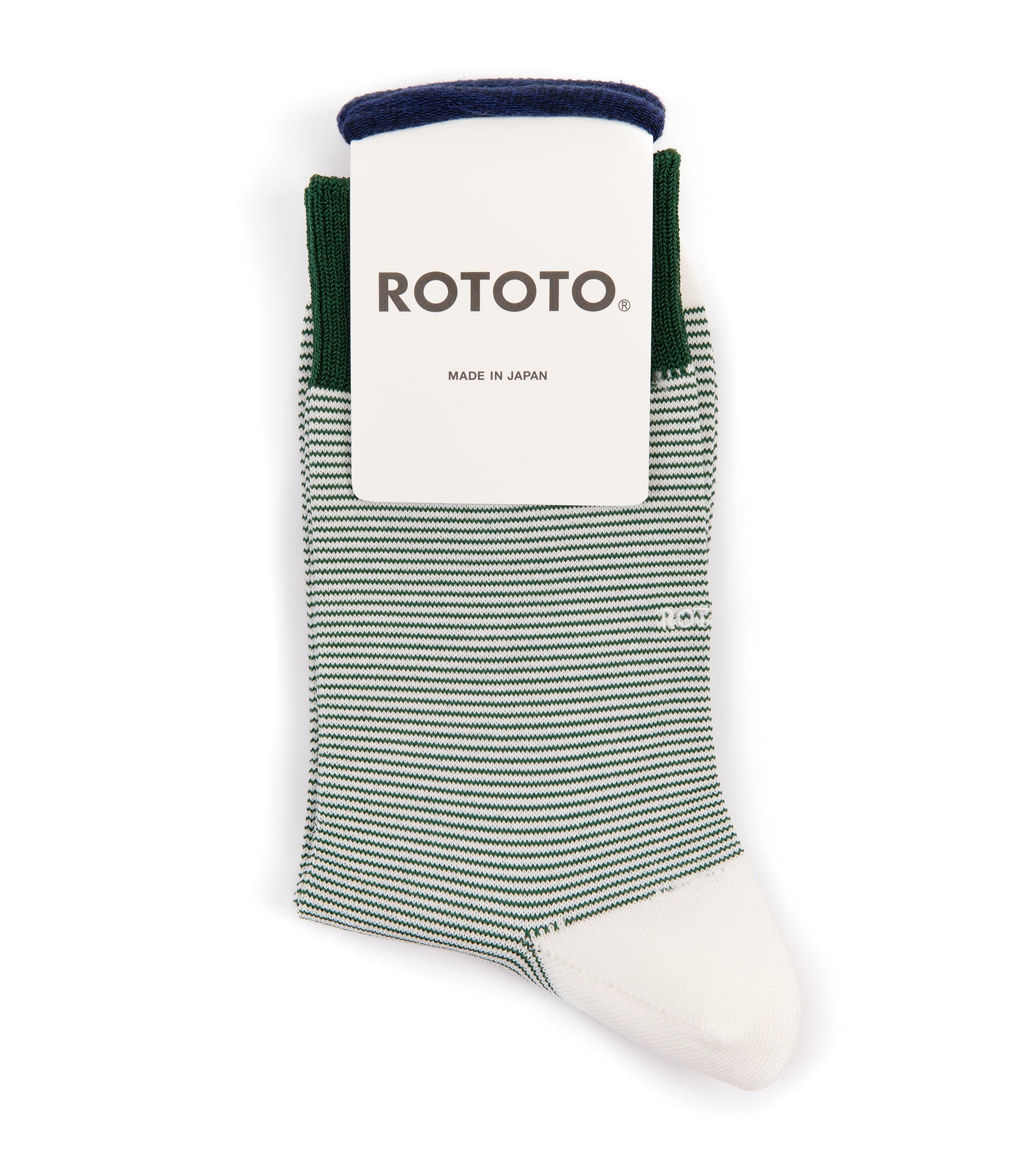 RoToTo Fine Stripe Mini Crew Socks: Dark Green