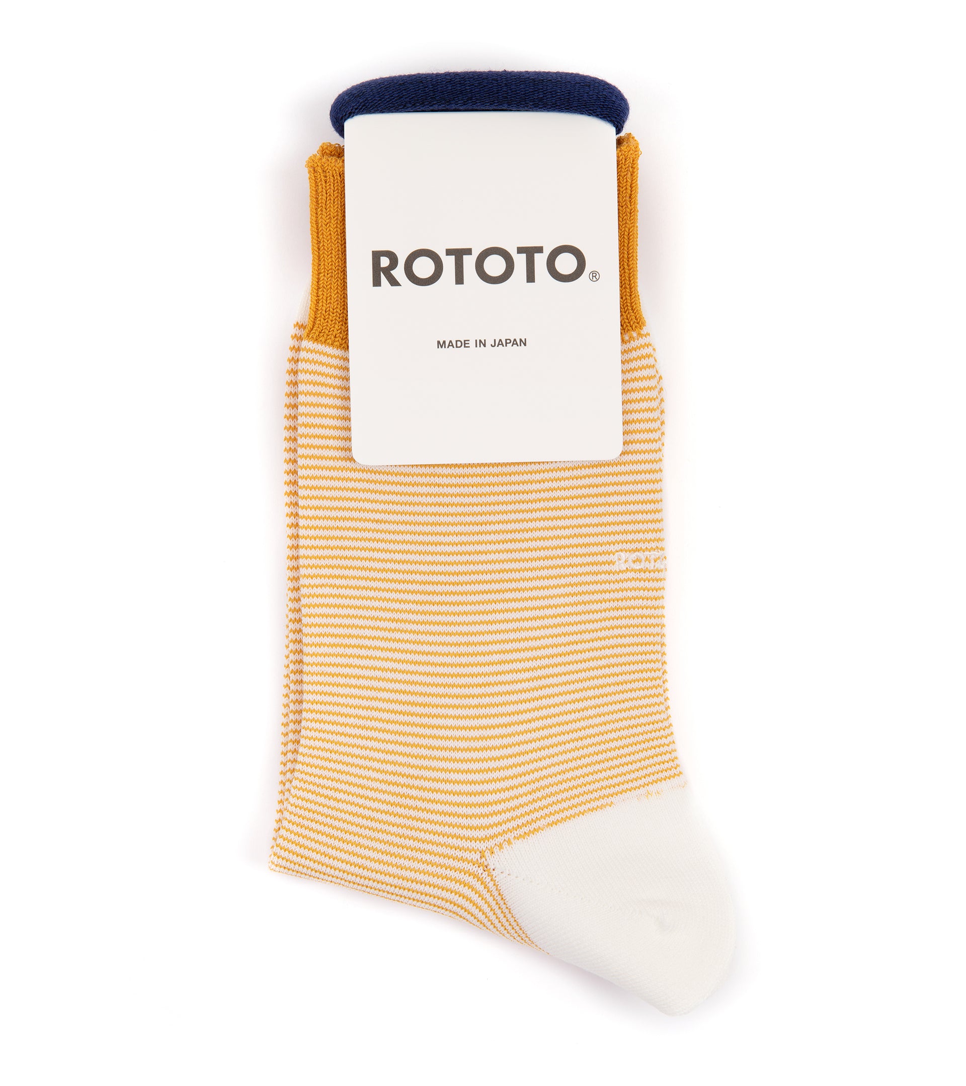 RoToTo Fine Stripe Mini Crew Socks: Yellow