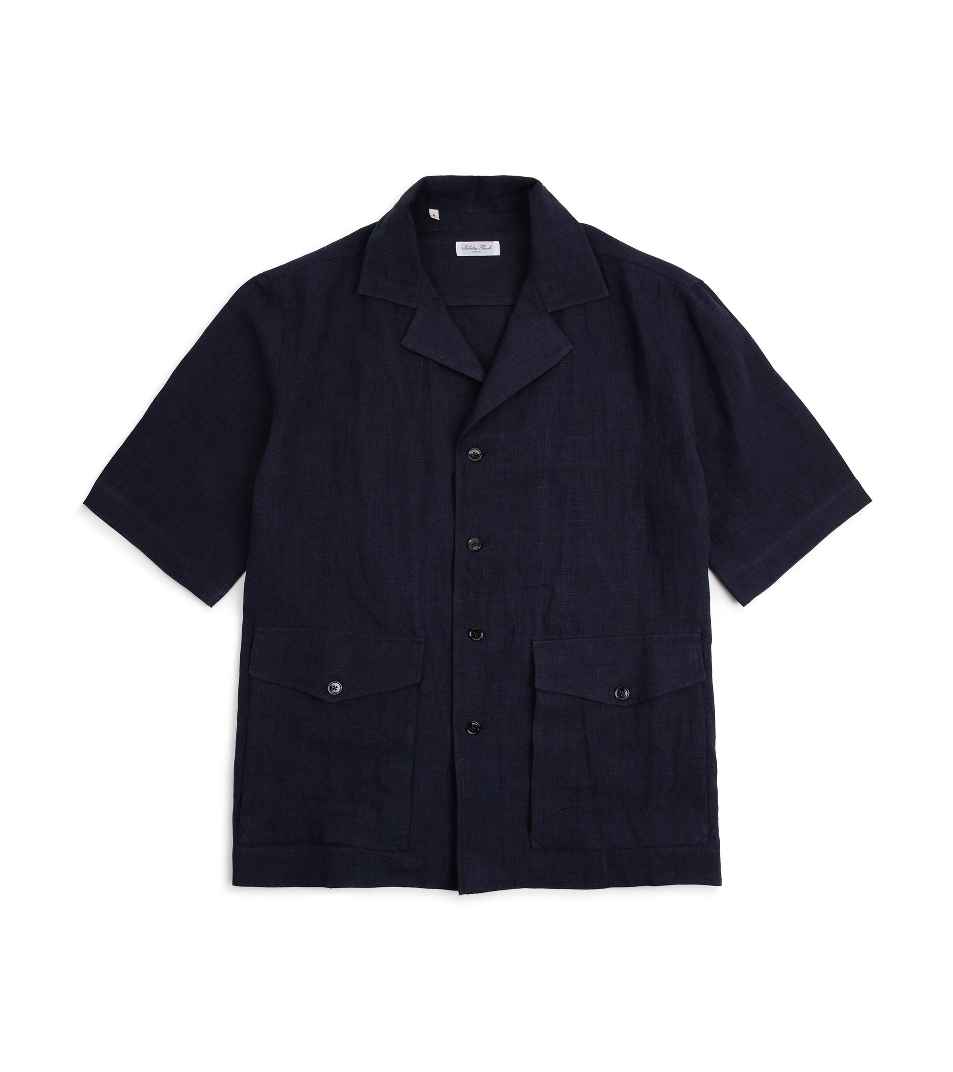 Salvatore Piccolo Linen Panama Shirt: Navy