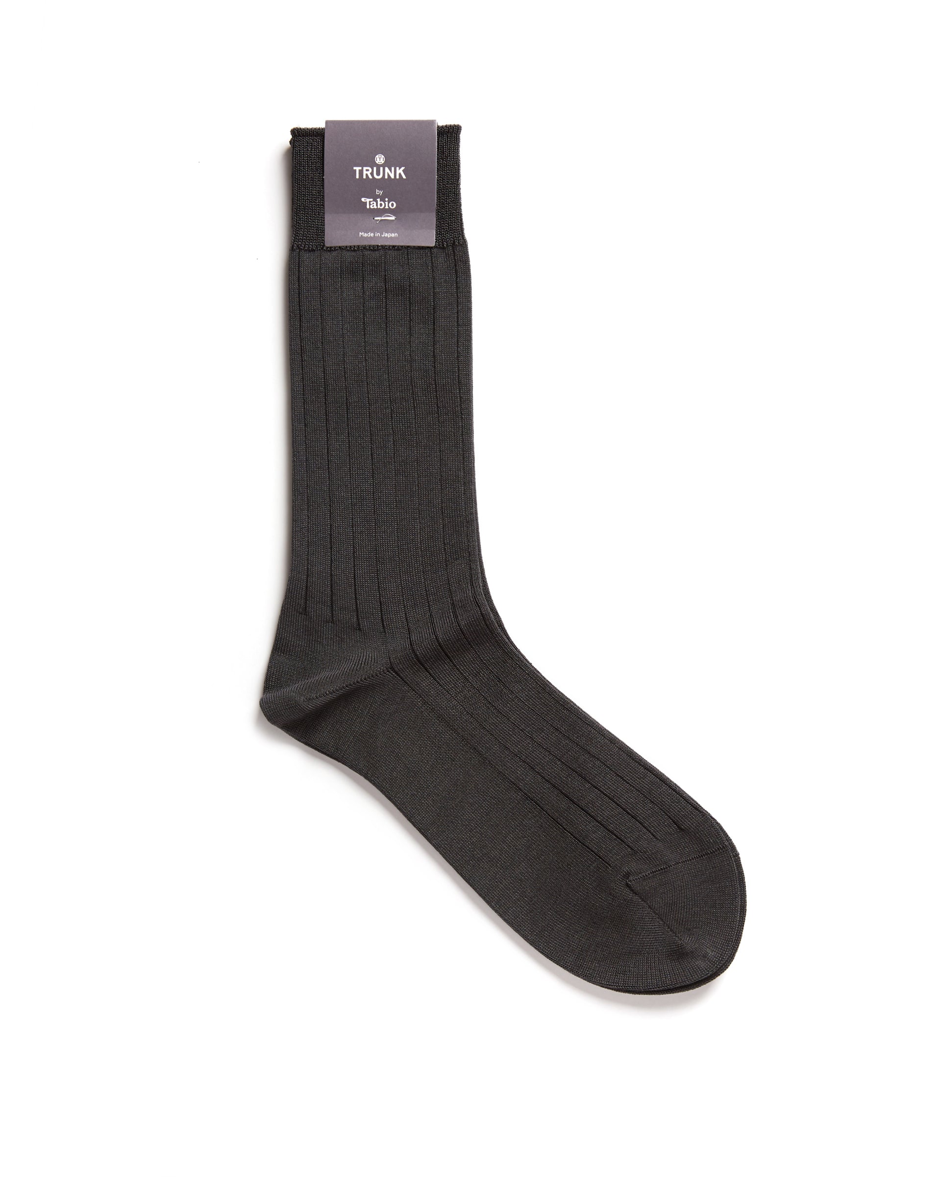 Tabio Cotton Ribbed Socks: Charcoal