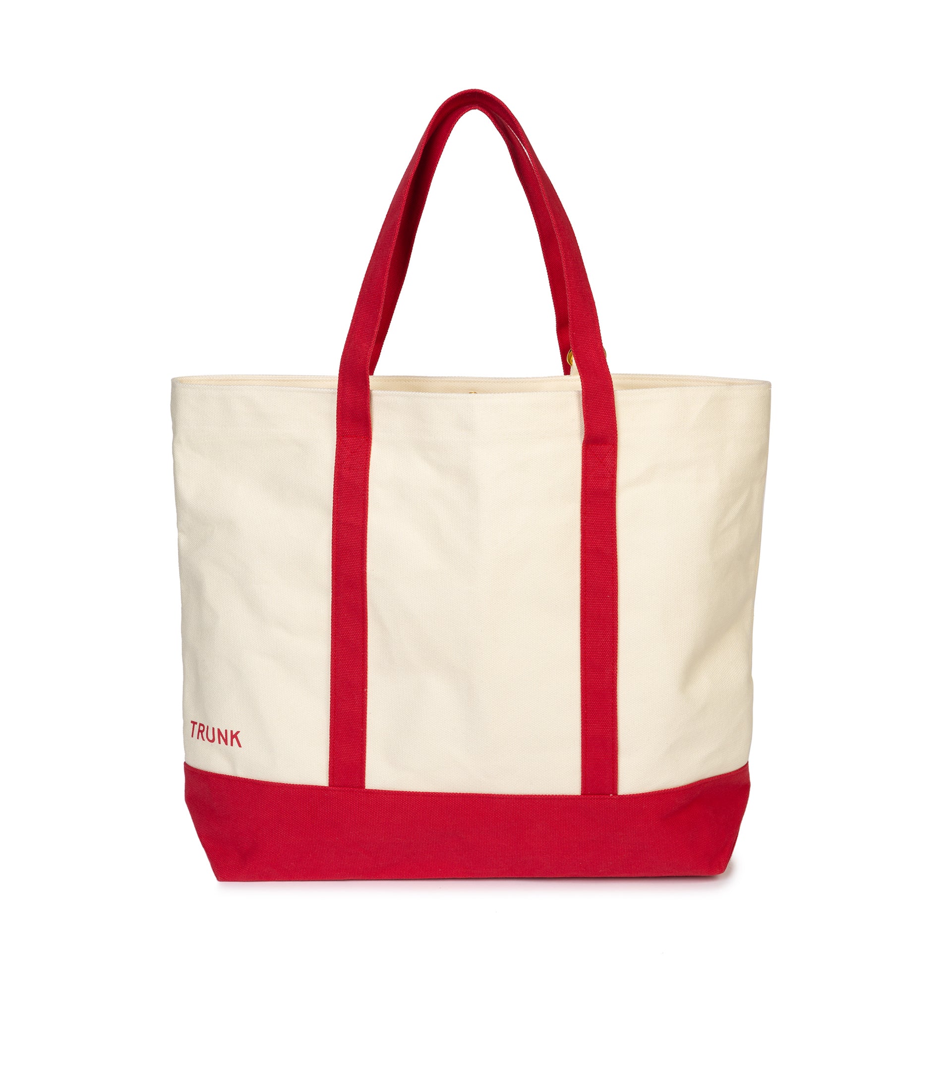 Trunk Large Cotton Canvas Tote Bag: Natural/Red